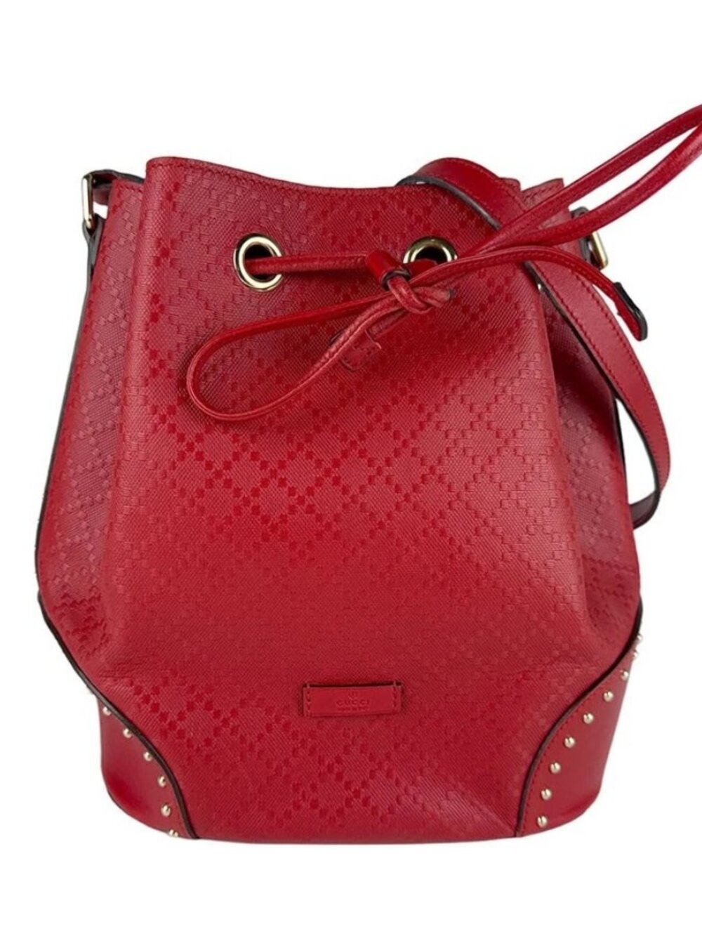 GUCCI Diamante Crossbody Shoulder Bag Red Leather/Goldtone -